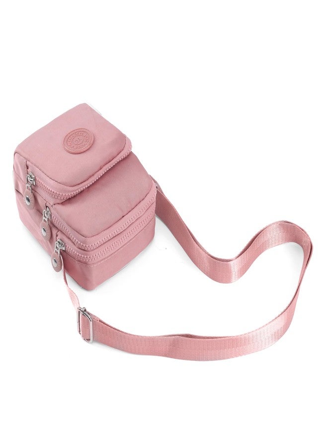 JI ACCESSORIES JI Women’s Crossbody Sling Bag For Everyday Use, Shoulder Bag with Multiple Zipper Pockets, Adjustable Strap, Water Resistant Handbag for Travel, Shopping, College (PINK) - Image 4
